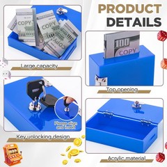 CroBlissful 1 Pack Acrylic Money Bank Box for 4.3 x 2.3 x 0.98 inches, Blue