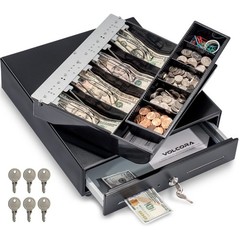 Cash Register Drawer 13″ 4 Bill/5 Coin 12-24V RJ11/RJ12 Key-Lock Black POS