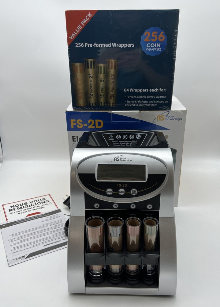 Royal Sovereign Fast Sort FS-2D Digital Coin Sorter With 256 Coin Wrappers