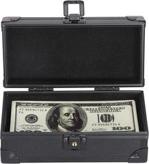 Black Lockable Cash Box Money Storage Case with Lock Aluminium Alloy