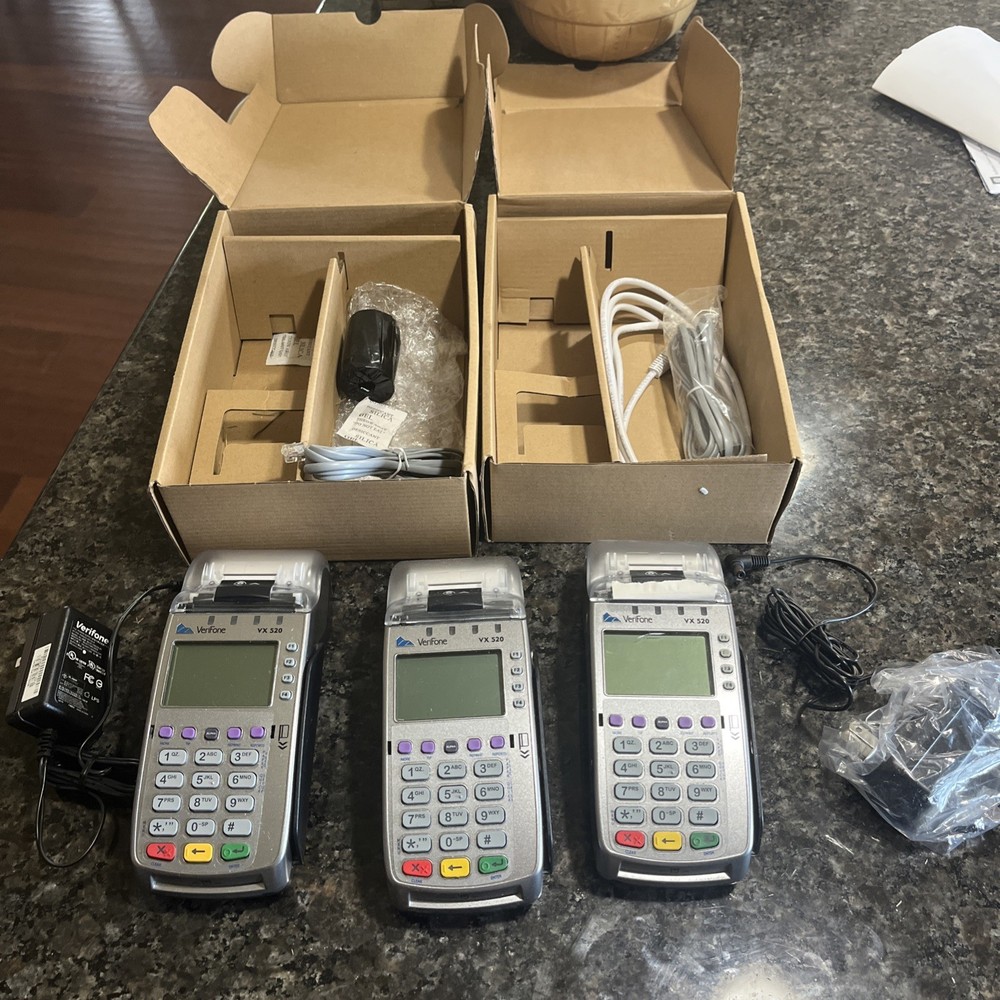 Verifone VX 520 Credit Card Terminal POS Machine w/ Power Supply (lot of 3)*read