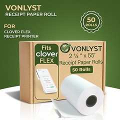 Vonlyst Thermal Paper Roll for Clover Flex Receipt Paper 2 1/4 x 55 (50 rolls)