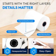 Thermal Paper 3 1/8″ x 230′, 48 GSM Safe, POS Register Tape (20 Rolls)