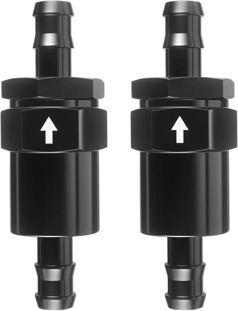1/2″ Billet Inline Fuel Filter 30 Micron Anodized Aluminum Black 2PCS