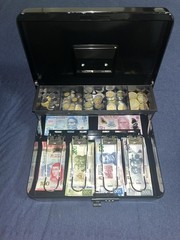 Cash Box with Lock Key and Money Tray XLarge Money Box for Cash Metal Lock Box