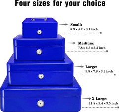Steel Cash Box with Key Lock, Metal Small Money Organizer with Money Tray,Cas…