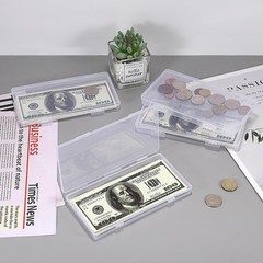 4 Pack Plastic Money Organizer Clear Cash Box with Lid Flat Money Saving Holder