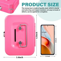 2 Pcs Money Box Cash Box with Lock and Slot, Small Cash Box with Key Lock, Po…