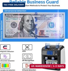 MUNBYN IMC08 Dual Money Counter Machine Mixed Denomination with Reject Pocket, V