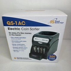 Royal Sovereign QS-1AC Electric Coin Sorter Counter Machine Black NIB
