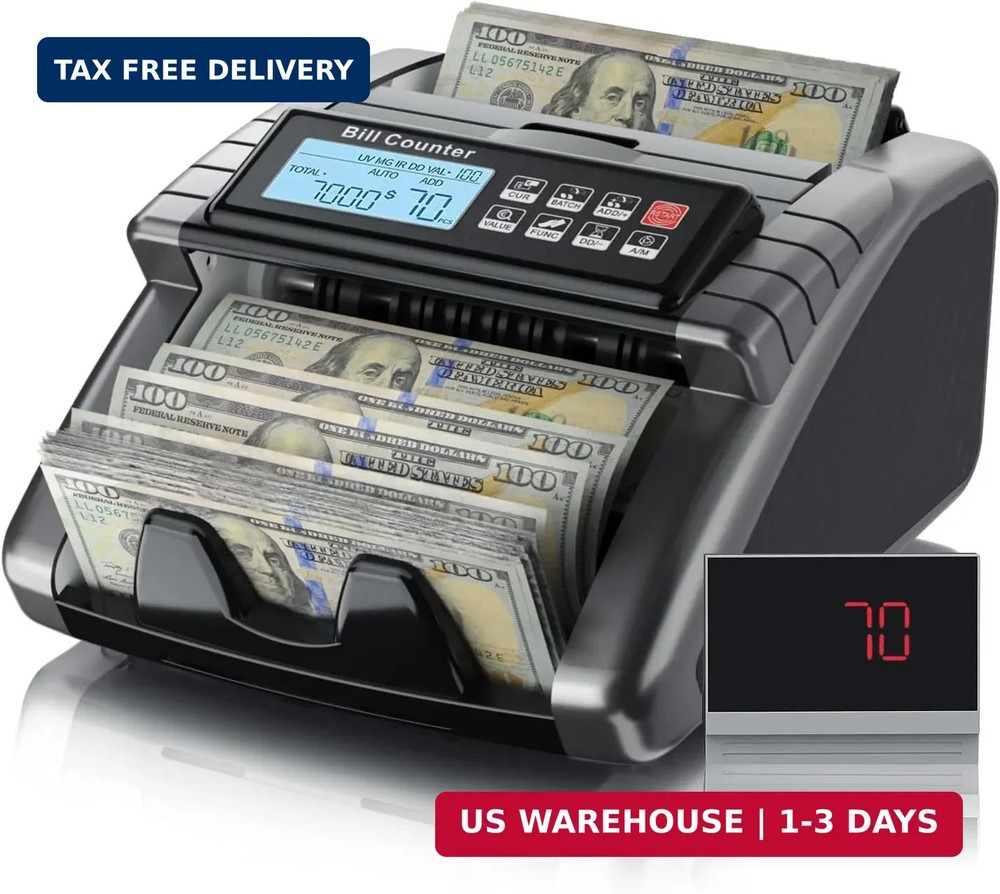 Money Counter Machine with Value Counting, Support Dollar and Euro