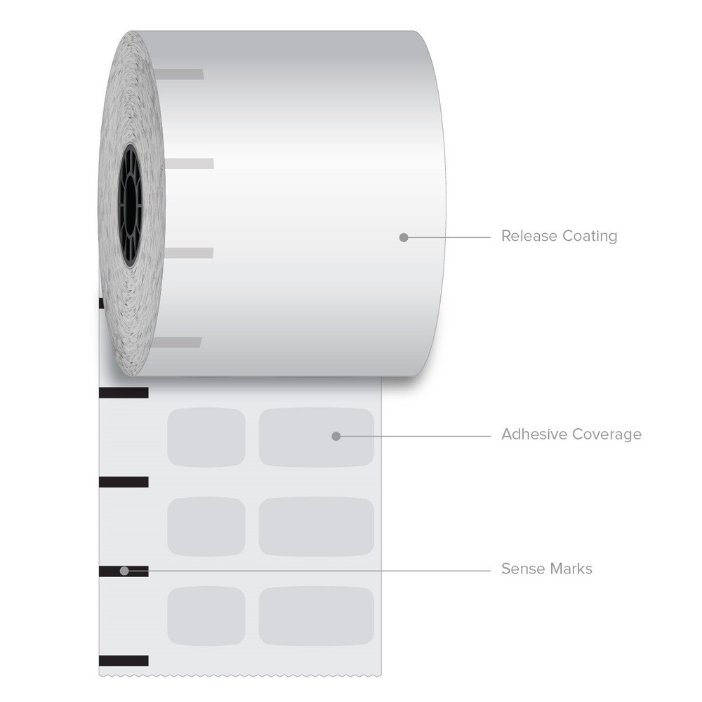 3 1/8″ (80 mm) x 375′ Iconex Ultralite Sticky Media Linerless Labels (30 rolls)