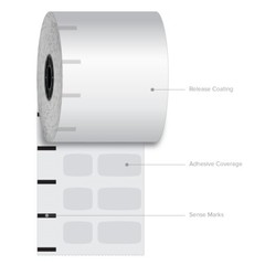 3 1/8″ (80 mm) x 375′ Iconex Ultralite Sticky Media Linerless Labels (30 rolls)