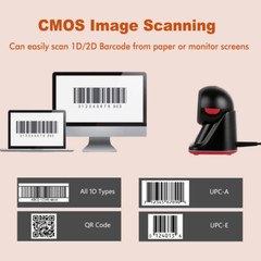 1D 2D Desktop Barcode Scanner, Omnidirectional USB Wired Hands-Free Barcode…