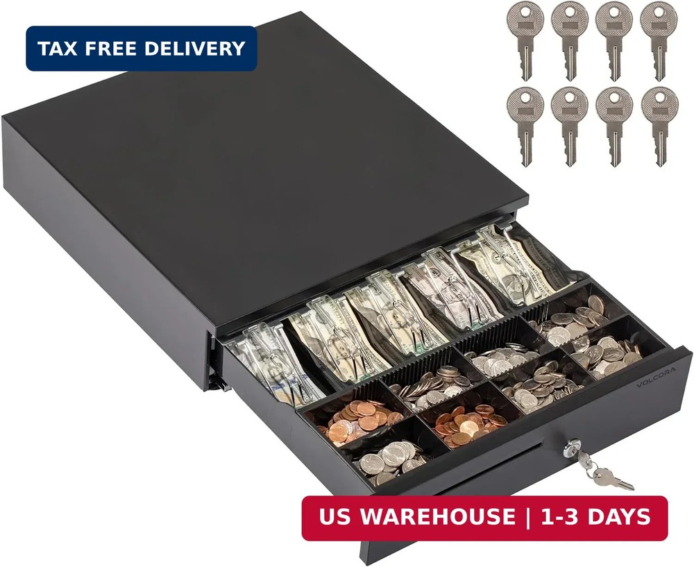 Volcora Electronic Cash Register Drawer for Point of Sale (POS) System, 5 Bill/8