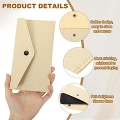5Pcs Felt Money Bag, Felt Cellphone Sleeve Case Pouch Cash Bag, Beige Khaki