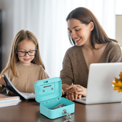 Cash Box with Lock Small Lock Box with Money Slot Mini Portable Safe Coin Box 4.