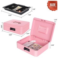 Cash Box with Money Tray and Combination Lock Metal Money Box for Cash Regist…