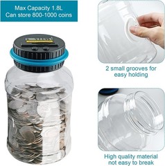 Large Piggy Banks for Adults, Digital Counting Money Jar, 1.8L Capacity Coin …