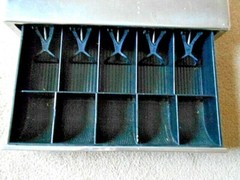 Metal Silver Cash Drawer w/10 compartments and key lock – 17-1/2″x13-1/2″x4″