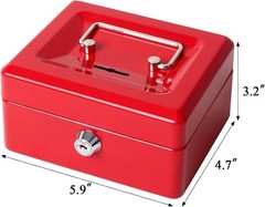 Small Lock Cash Box with Money Tray, Locking Money Box for Kids with Slot on …