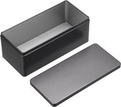 Metal Cash Box Black Money Holder Rectangular Cash Tin Box with Lid Empty Cur…