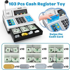 Calculator Cash Register Toy Gift for Kids Age 3, 4, 5, 6, 7, 8+ Year Old, 10…