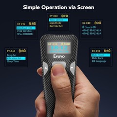 Eyoyo Bluetooth Barcode Scanner with Screen 1D&2D QR Code POS PC Wireless Reader