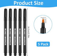 5 Pack Counterfeit Money Detector Pen, Money Marker Bill Detector Pen, Universal