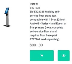ELO TS PE POS Touch Computers Wallaby Self-Service Stand for 15” & 22”