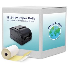 2-Ply Carbonless Paper Rolls for Toast Kitchen Printer – 18 White/Yellow Rolls