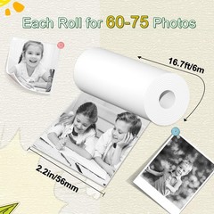 6 Rolls Thermal Print Paper Refill Fits Kids Instant Camera 57x30mm Inkless