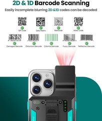 1D 2D Bluetooth Barcode Scanner Portable Back Clip, USB Wired and 2.4G Wireless