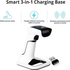 Bluetooth Barcode Scanner Wireless 1D 2D QR Code Reader with Stand, USB Wired…