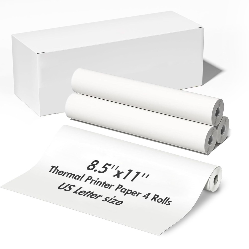 US Letter QuickDry Thermal Printer Paper 4 Rolls 8.5×11 Inch A4 Compatible