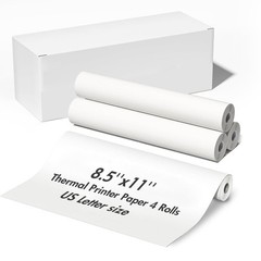 US Letter QuickDry Thermal Printer Paper 4 Rolls 8.5×11 Inch A4 Compatible