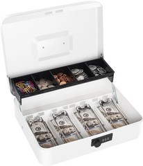 XL Black Cash Box with Money Tray and Key Lock for Secure Storage