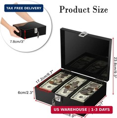 Acrylic Lockable Cash Storage Box 3 Slots Money Holder Cash Organizer Currency T