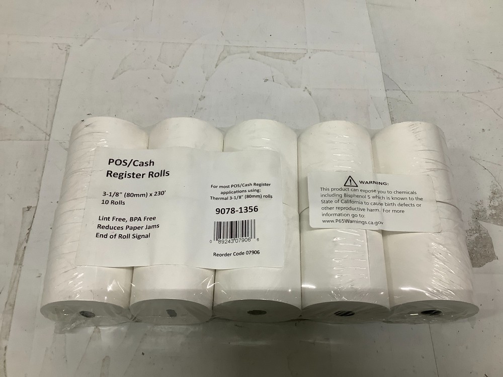 Iconex 07906 Direct Thermal Printing Paper Rolls, 3-1/8″ x 230-ft, White, 10-ct
