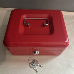 Mini Cash Box with Lock Cash Box with Money Tray Red Metal