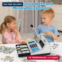 Calculator Cash Register Toy Gift for Kids Age 3, 4, 5, 6, 7, 8+ Year Old, 103 P
