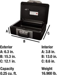 Fireproof Safe Box with Key Lock, Chest Safe with Carrying Handle to Secure Mon