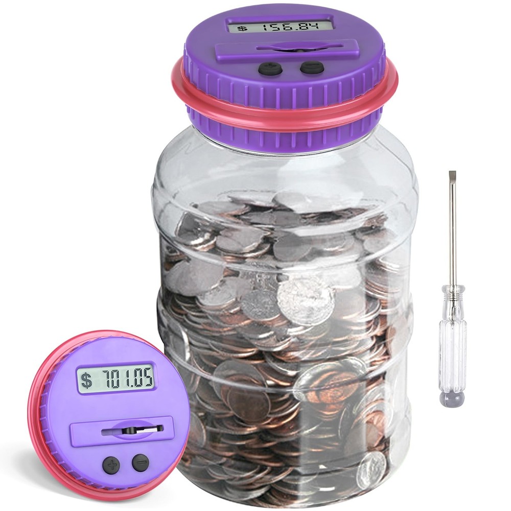 Large Piggy Bank for Adults , Digital Coin Counting Bank with LCD Counter, 1….