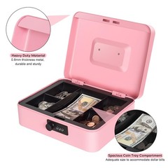 Cash Box with Money Tray and Combination Lock Metal Money Box for Cash Regist…