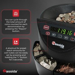 Coin Sorter/Counter Machine, LED Display, 250 Coins/min