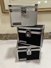Set of 3 VAULTZ Metal Lock Boxes Security Storage Cases Silver, And Black