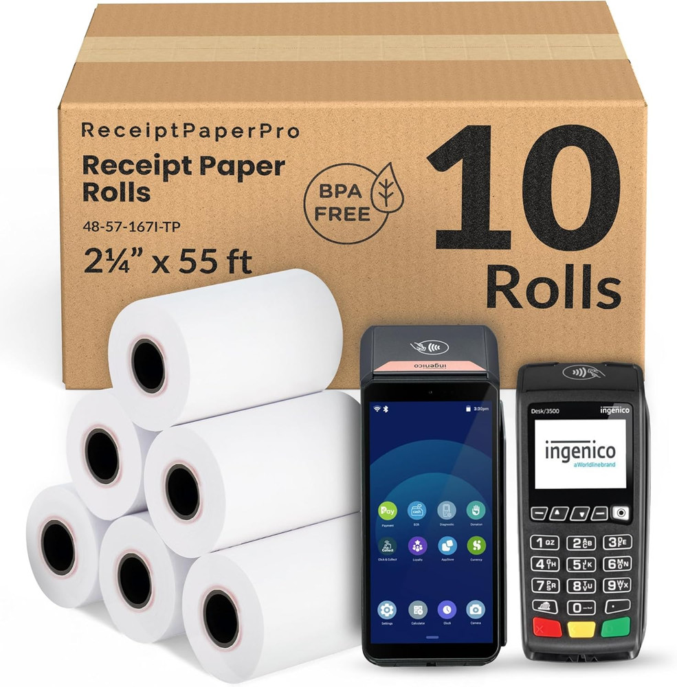 Receipt Paper Rolls for Ingenico Desk 3500 Move 5000 DX4000 DX8000 Credit Card M
