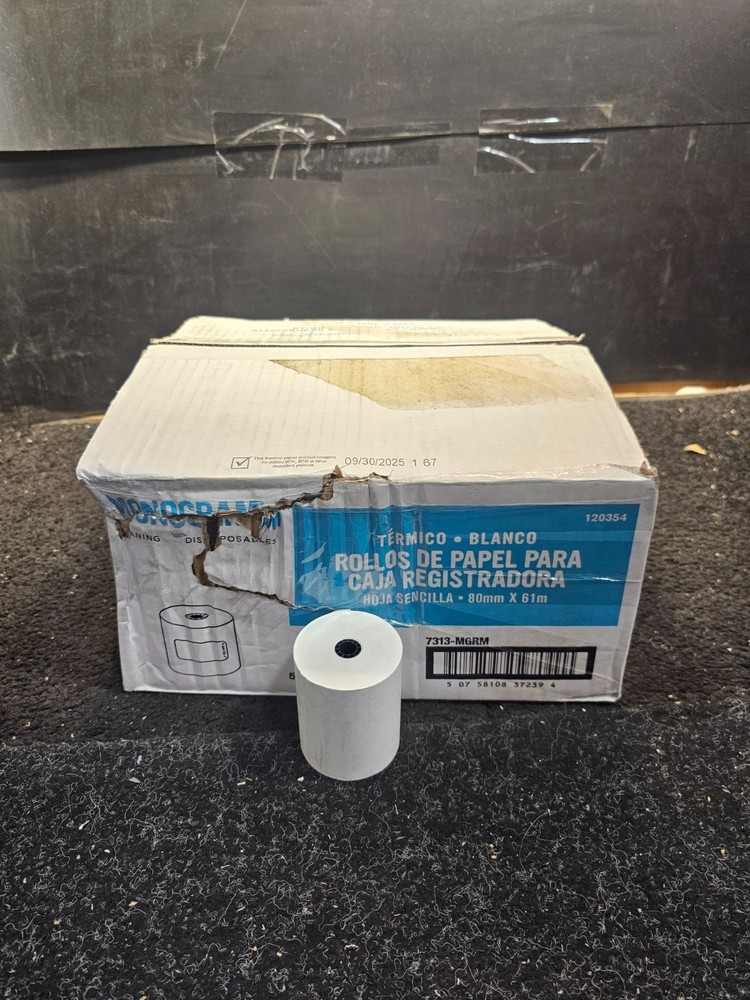 (QTY 50) Monogram 7313-MGRM POS Thermal Printer 80mm x 61m Register Rolls 120354