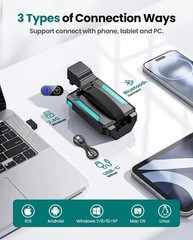 1D 2D Bluetooth Barcode Scanner Portable Back Clip, USB Wired and 2.4G Wireless