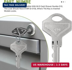 010 Key for Cash Drawer Fits for M-S 010R or 010L Locks,Replacement Many POS Reg